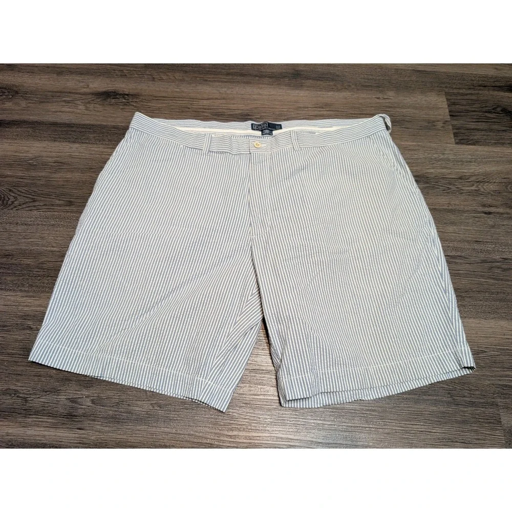Polo Ralph Lauren Prospect Shorts Men's 42 Blue‎ White Stripe Cotton Casual READ